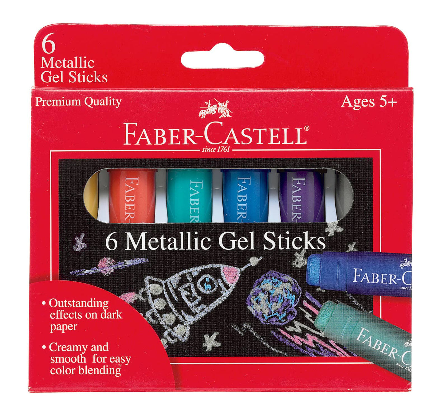 6 Metallic Gel Sticks - Water-Soluble Color Sticks for Kids