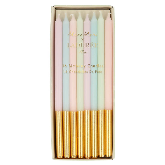 Meri Meri X LADURÉE Paris Pastel and Gold Dipped Candles (x16)
