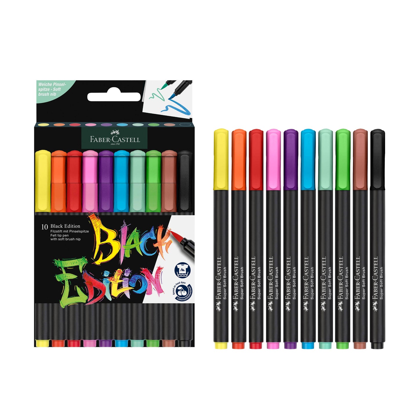 Felt Tip Brush Pens Markers 10 Ct Box