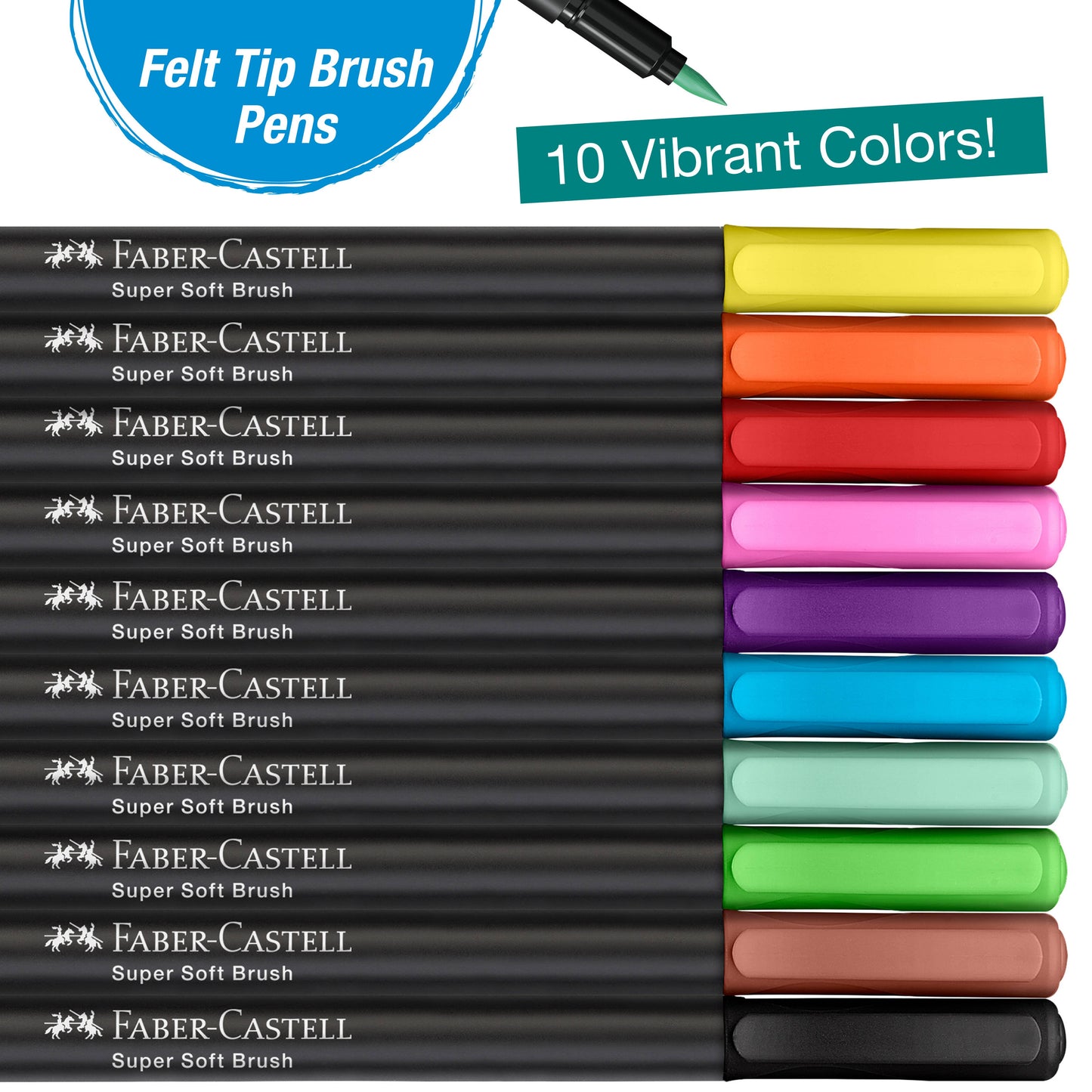 Felt Tip Brush Pens Markers 10 Ct Box