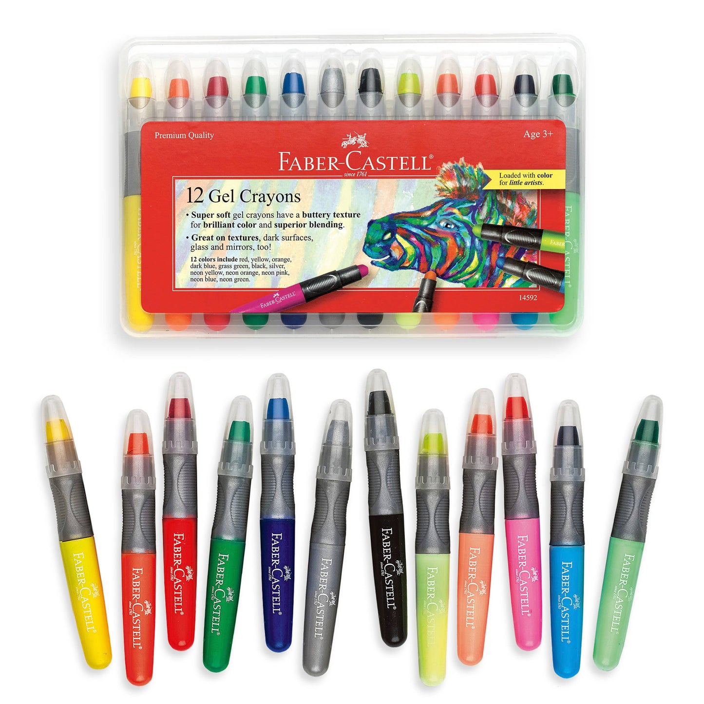 12 Super Soft Chunky Gel Crayons in Storage Case